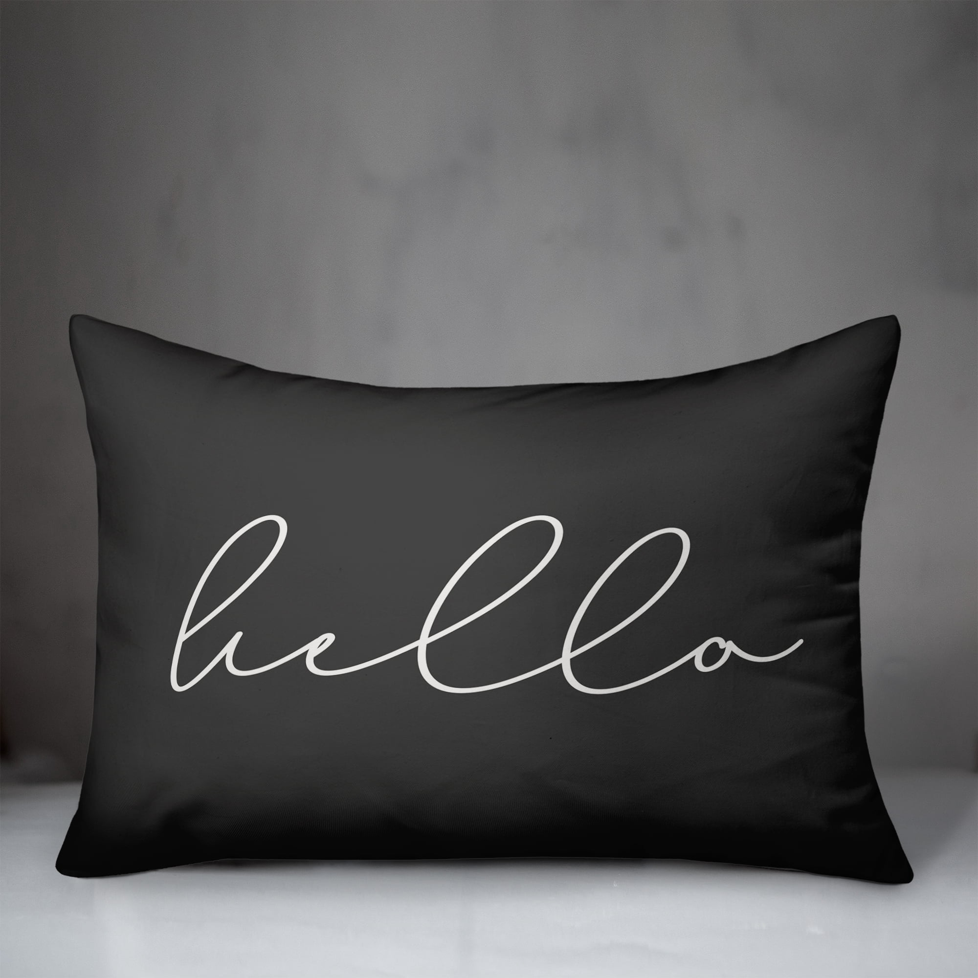 Creative Products Hello Thin Script Black and White 14x20 Indoor / Outdoor Pillow