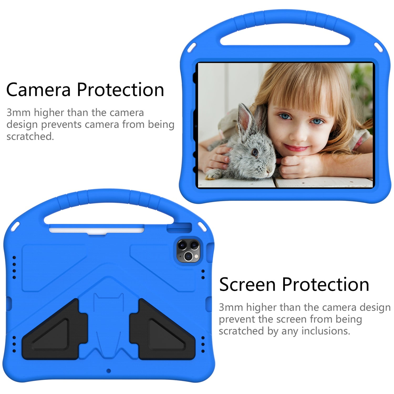 SaniMore Kids Case for iPad 10th Generation 2022, iPad 10.9" 2022 Case with Pencil Holder, Shock Proof Light Weight Convertible Handle Stand Kids Shell Case for Apple iPad 10 2022, Blue