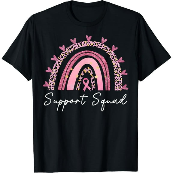 Support Squad Breast Cancer Awareness Survivor Pink Rainbow T-Shirt