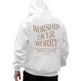thumbnail image 5 of Christian Hoodies for Men 2025 Worship Over Worry Letter Graphic Hoodie with Pockets Hooded Sweatshirt Pullover Tops, 5 of 6