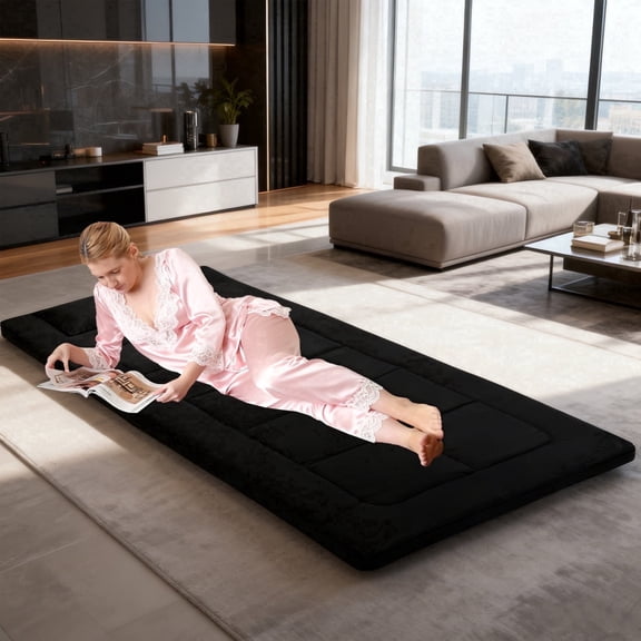 Floor Mattress 80" x 36" Foldable Anti-Slip Camping Cot Mattress, XXL Sleeping Pad, Versatile Japanese Tatami Futon Pad for Outdoor, Home