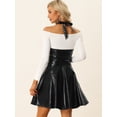 thumbnail image 4 of Falda de Color Metálico Allegra K Cintura Alta Negro M, 4 of 6