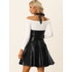 thumbnail image 4 of Falda de Color Metálico Allegra K Cintura Alta Negro M, 4 of 6