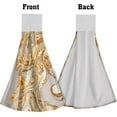 thumbnail image 3 of SKYSONIC Gold Marble Hanging Kitchen Towel - Marbles Hand Tie Towels Set 2 Marbling Dish Towels with Loops Abstract Tea Bar Dish Cloths Towel Durable for Bathroom Home Decor, 3 of 7