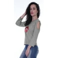 thumbnail image 2 of Moomaya Womens Sequin Lips Patch Tshirt Long Sleeves Casual Valentine Top, 2 of 8