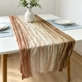 thumbnail image 4 of Yeciiwht Gradient Crinkle Table Runner – 71*35in Boho Sheer Gauze Table Flag for Wedding Party Decor, Multicolor Blended Draping Cloth for Dining & Event Tables, 4 of 6