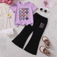 thumbnail image 2 of HCNTES Children Girls' Clothing Sets Kids Girls Fashion Short Sleeve Crew Neck Tops Wide Leg Pants Sweatsuit with Pocket Little Girls Summer School Clothing Set(D01-C,5-6 Years), 2 of 4