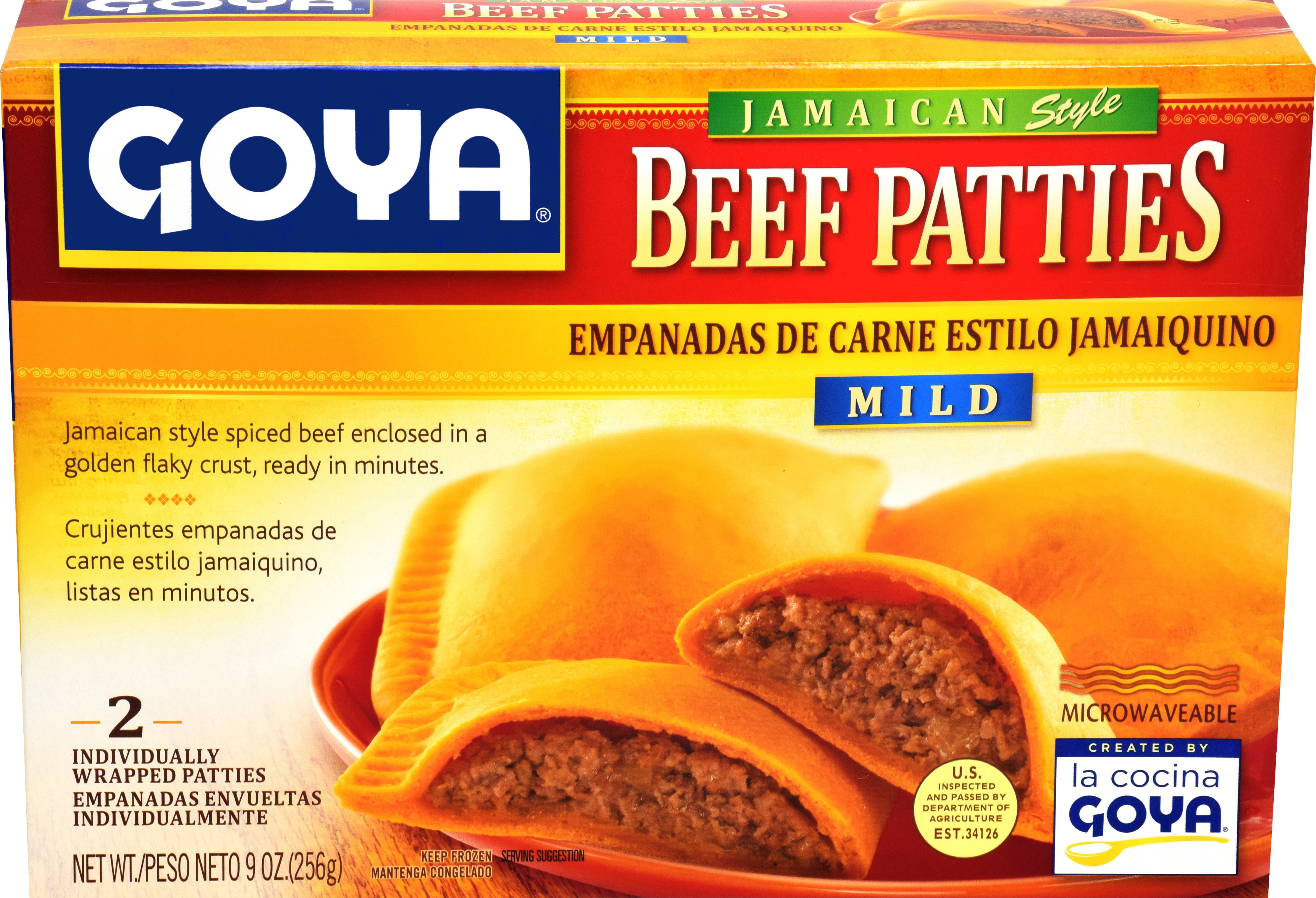 GOYA Beef Patties Jamaican Style Mild 2 Ct, 9 oz