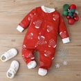thumbnail image 2 of Romper Fall Winter Kid Hooded 12-18M Xmas Infant Newborn Baby Boys Girls Long Sleeve Cute Cartoon Print Patchwork Romper Jumpsuit Christmas Outfits Clothes ,Red-3, 2 of 7