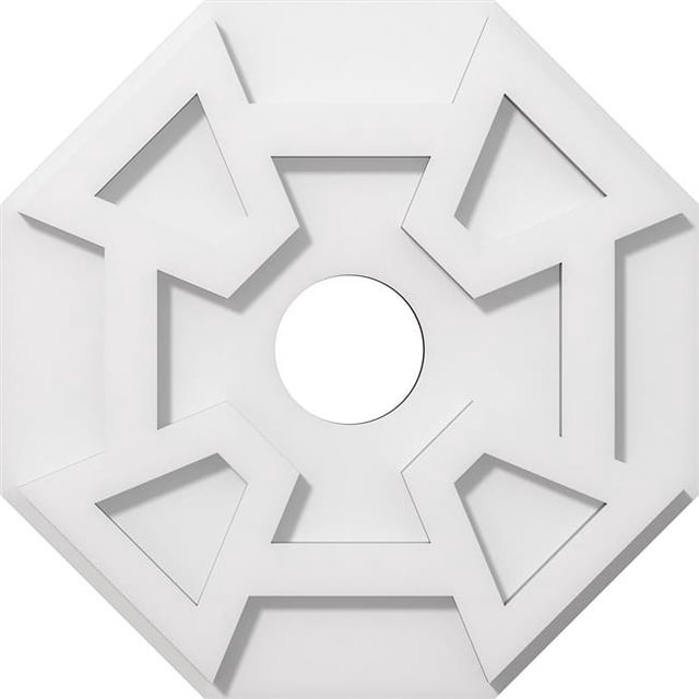 Ekena Millwork CMP14LG-03000 14 in. OD x 3 in. ID Square Logan Architectural Grade PVC Contemporary Ceiling Medallion