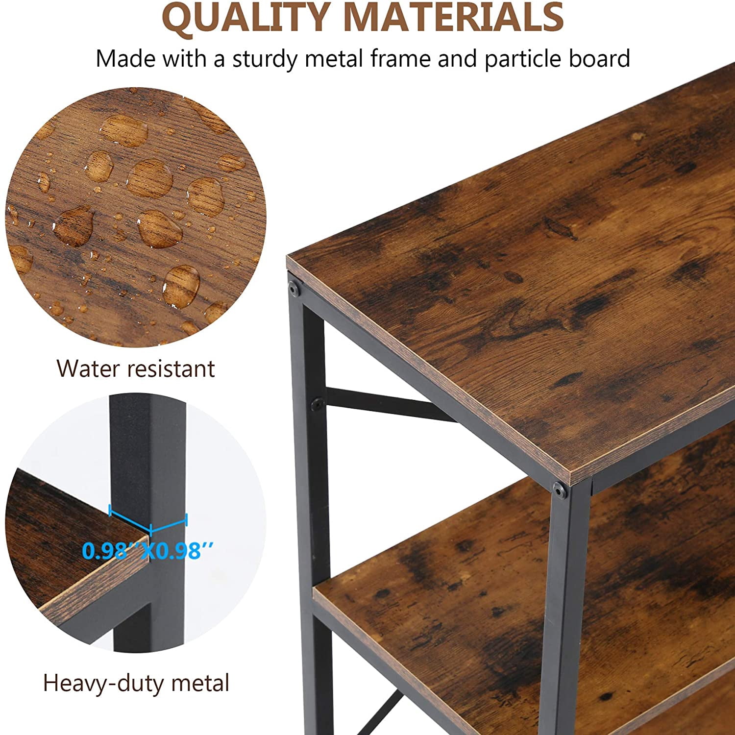 TribeSigns 70.9" Console Sofa Table Behind Couch Table, 3-Tier industrial Hallway Entryway Table with Storage Shelves