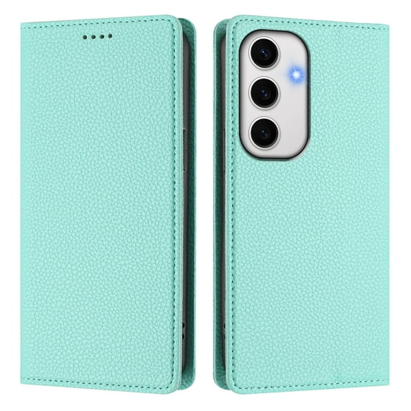 Magnetic Flip Wallet Case for Samsung Galaxy S24 FE 5G,Compatible Card Holder with RFID Protection Built-in Stand TPU PU Leather Phone Cover, Mint green