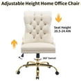 thumbnail image 6 of Upholstered Tufted Office Chair with Golden Metal Base, Adjustable Desk Chair Swivel Office Chair Armless Office Chair for Bedroom Livingroom Game Study Makeup Chair, 6 of 8