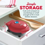 Dash Mini Waffle Maker, 4 Inch Nonstick, Chaffle Maker, Red