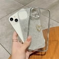 thumbnail image 3 of Compatible with iPhone 13 Glitter Plating Love Heart Case, Cute Luxury Electroplated Bling Sparkly Glitter Shiny Case for Women Girls Soft TPU Shockproof Camera Protective Back Cover Silver, 3 of 6
