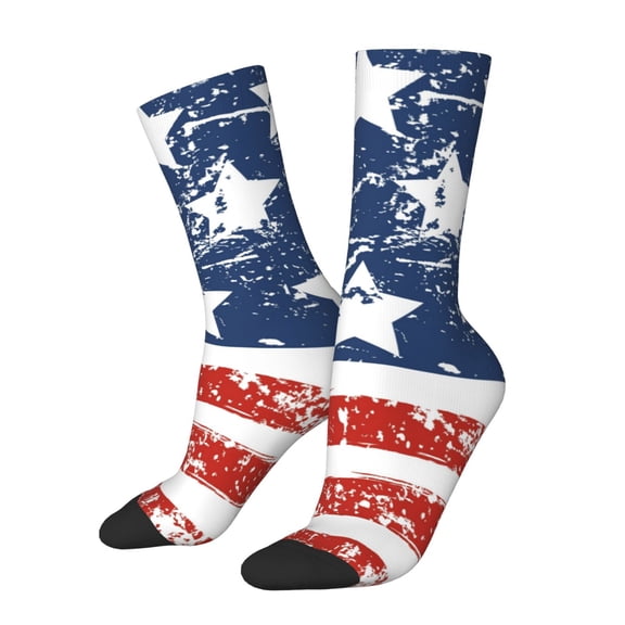 Xecao USA Colors Stripes1 Pattern Sport Socks for Women and Men Crew Socks Sporty Calf Socks Casual Socks