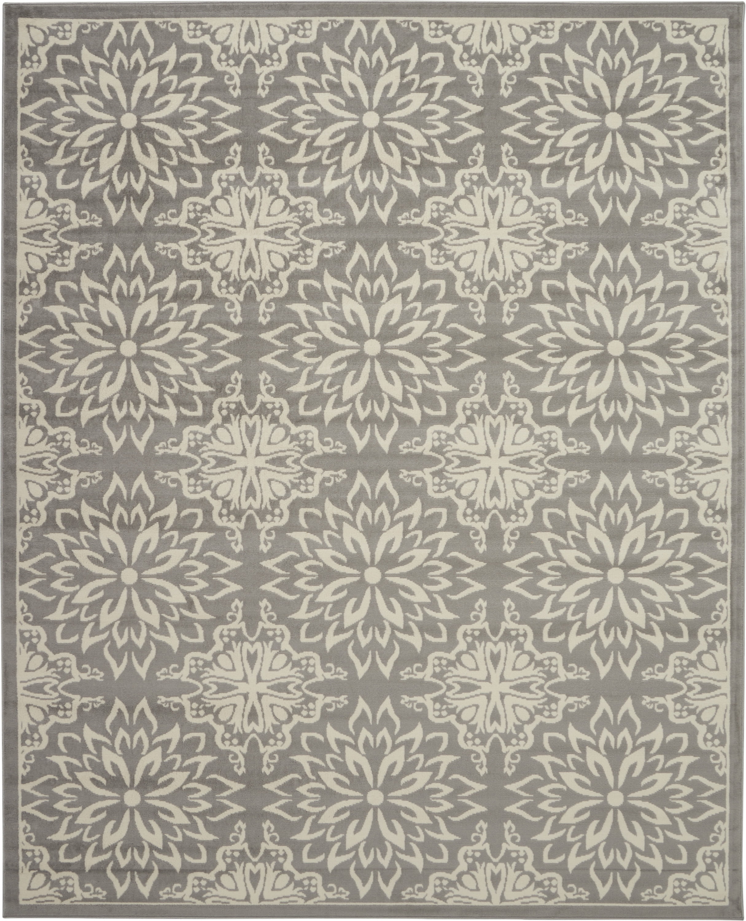 Nourison Jubilant Geometric Floral Ivory/Grey 7' x 10' Area Rug, (7' x 10')