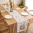 thumbnail image 3 of Table Runner 72 Inches Long for Kitchen Dining, Easter Dresser Scarf Farmhouse, Dining Table Decorations for Wedding/Parties, Retro Spring Bunny Colorful Eggs Flowers Leaves 16 x 72 In, 3 of 8