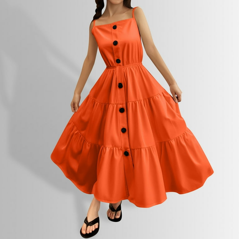 Teen Summer Dress Casual Tiered Dresses Sleeveless Button down Swing Flowy Dresses  Teen Sundress Cute Teen Dresses for Teen Girls 12-13 Years - Walmart.com