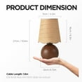 thumbnail image 3 of KUNJOULAM Boho Rattan Table Lamp, Accent Lamp with Woven Lampshade  Metal Base, Bedside Nightstand Desk Light for Bedroom Livingroom Home Decor  Use E26 Bulb (Bulb Not Included), 3 of 7