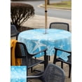 thumbnail image 5 of Outdoor Tablecloth with Umbrella Hole for Patio/Picnic/Party/Camping, Blue Ombre Coastal Waterproof Table Cloth Square Cover Washable, Sea Nautical Summer Beach Starfish Coral (60"x 60"), 5 of 8