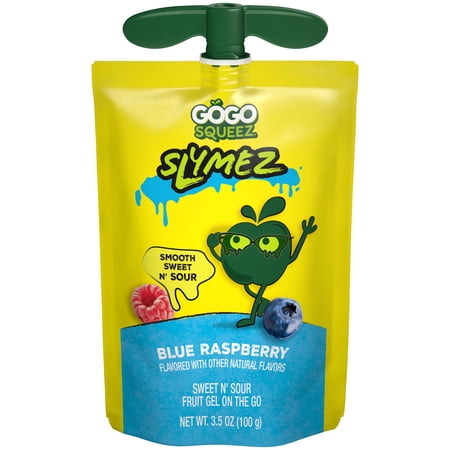 GoGo squeeZ Blue Raspberry SlymeZ Fruit Gel, No Sugar Added, On-The-Go Pouches, 3.5 oz, 1 EACH