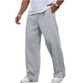 thumbnail image 3 of Wide Leg Sweatpants Men Fashion Casual Solid Color Loose Winter Drawstring Pockets Pants Sweatpant Sizes S-3XL, 3 of 7