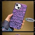 thumbnail image 4 of Compatible with iPhone 14 Glitter Case for Women Girls Luxury Cute 3D Tin Foil Pleated Phone Case Bling Plating Soft Silicone Slim Shockproof Cover for iPhone 14 6.1 inch, Purple, 4 of 15