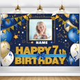thumbnail image 1 of Banner para decoración de cumpleaños AUBAO, feliz séptimo cumpleaños, azul marino, 1 of 7