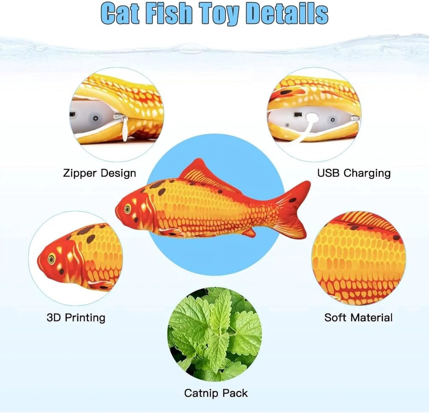 2026 New Small Floppy Fish Cat Toy, Moving Fish Cat Toys for Indoor Cats, Electronic Cat Toys Rechargeable, Interactive Chew & Kicker Toys, Interactive Cat Toys for All Breeds