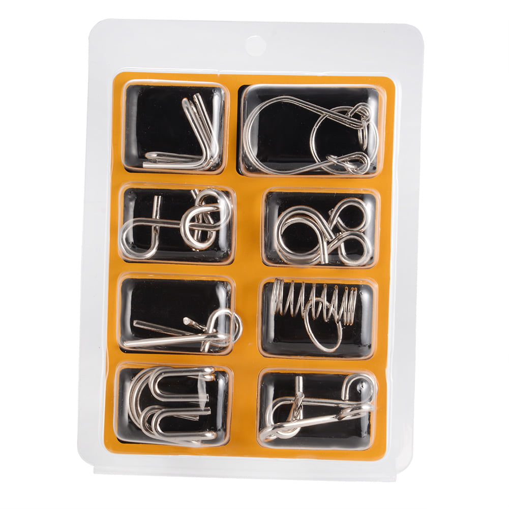 8 Sets Brain Teaser Mind IQ Test Toy Game Metal Wire Puzzles Magic Trick Gift /C 