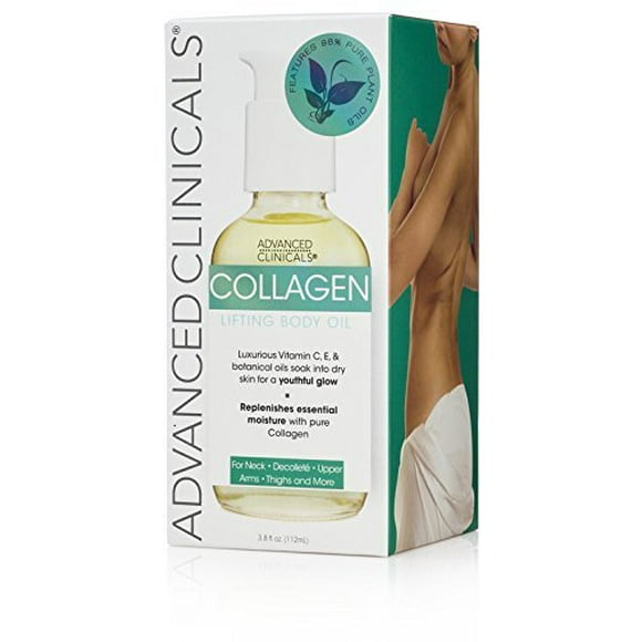 Advanced Clinicals Collagen Lifting Body Oil with Vitamin C, Vitamin E fo neck, decollete, upper arms, thighs 3.8 fl.oz. (112ml)