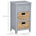 thumbnail image 3 of HOMCOM Table d'Appoint avec Paniers Tressés Amovibles et Tiroir, Table de Bout, 3 of 10