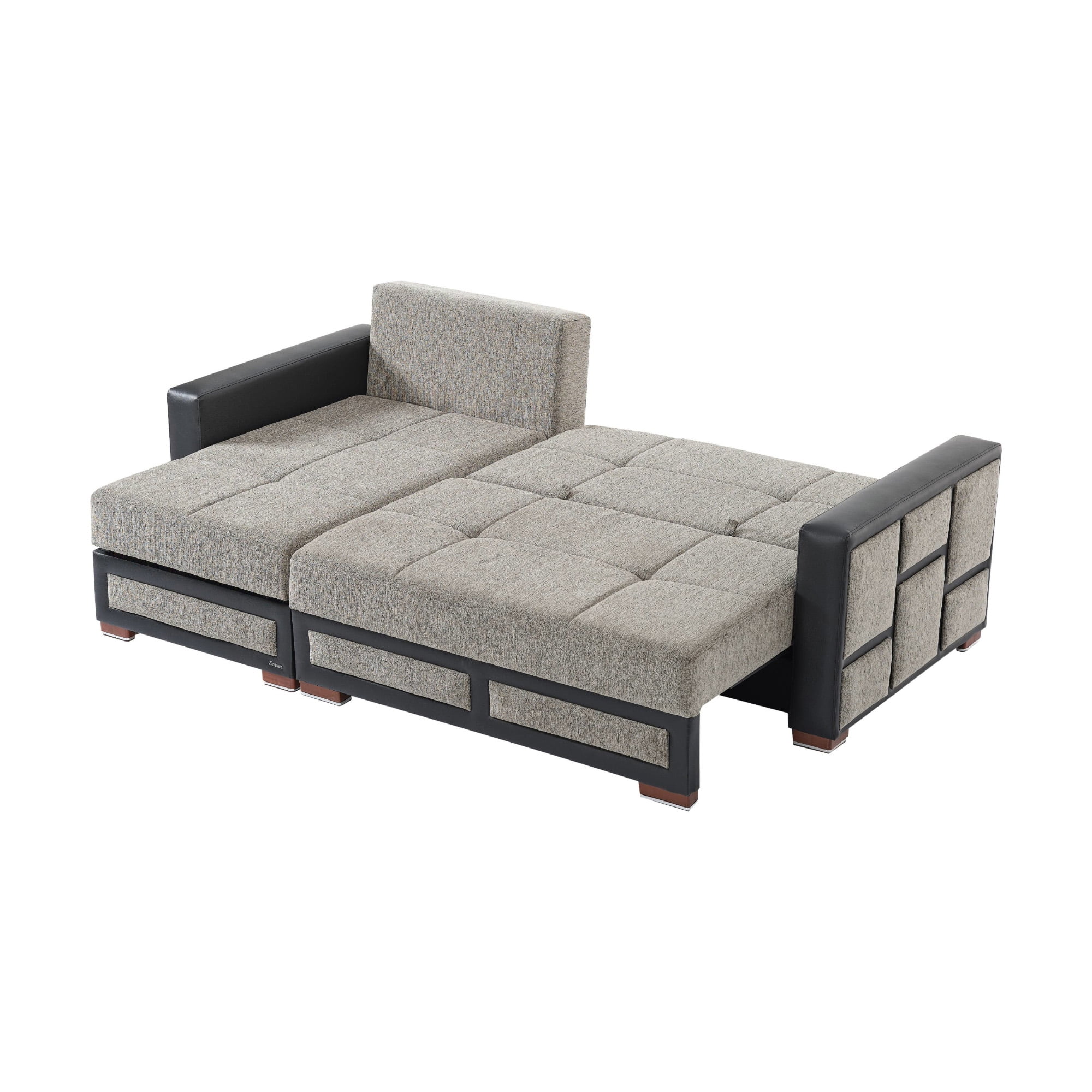 Ottomanson 96" Convertible Sectional Sofa with Storage, Chenille L-Shaped Couch for Living Room, Gray