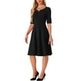 thumbnail image 4 of INSPIRE CHIC Elegant A-Line Dress for Women's V Neck Half Sleeve Casual Midi Dresses, 4 of 5