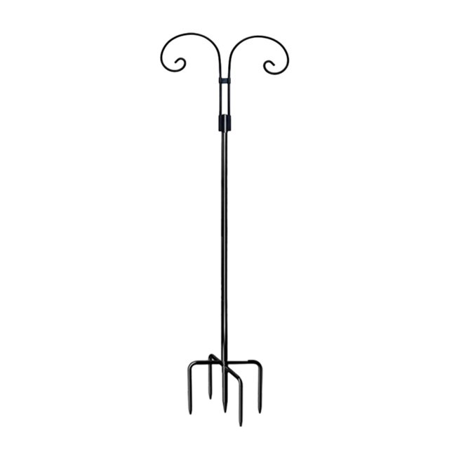 jinwen Double Shepherds Hook Bird Feeder Pole for Lantern Solar Light Plant Baskets Height 2M