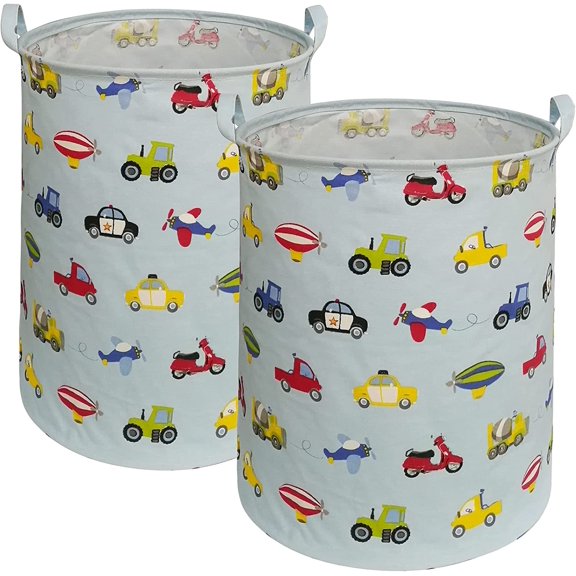 KUNRO 2-Pack Large Laundry Basket,Waterproof Laundry Hamper Collapsible Clothes Hamper with Handles for Kids Clothes Toys Dorm and Family(Round 63L)