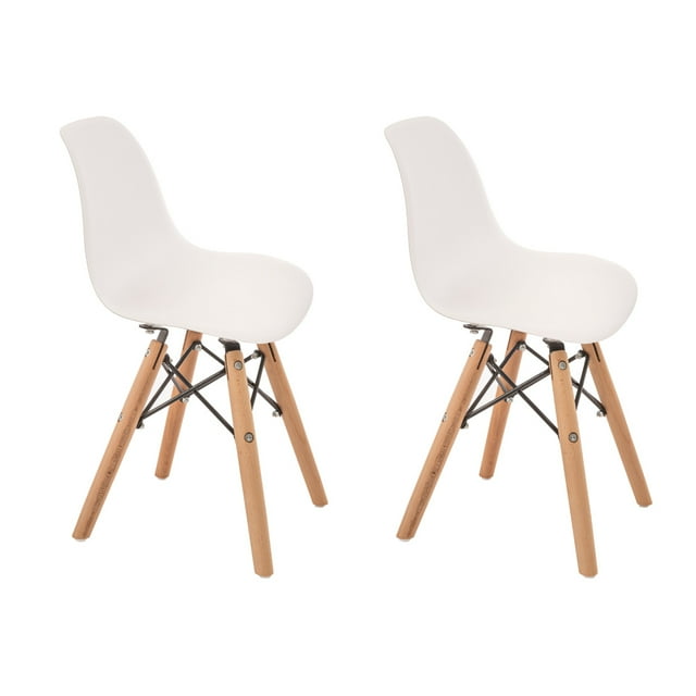 2 sillas infantiles Eames modernas para niños pequeños (blancas)