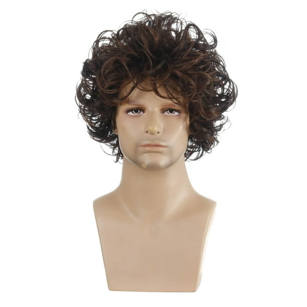Hairpieces Fashionable Man Wig European and American Men's Fluffy Short Curly  Hair Natural Hairline Toupees Human Hair for Men with High Hairline or Thin  Hair 