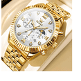 thumbnail image 2 of Relojes Lujoso Para Hombres Oro Correa Cuarzo Impermeable Xtellar blanco, 2 of 4