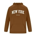 thumbnail image 3 of Wyobmus Men's Fashion Hoodies Sweatshirts Casual Fashion Solid Pullover Long Sleeve Hoodie With Pocket Sweatshirts Coffee, 3 of 4