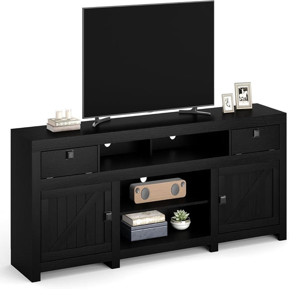 Studyset Farmhouse TV Stand for 75 80 Inch TVs, Television Consoles Stands 70" Long Entertainment Center with 6 Storage Drawer, Brown Television Consoles Table for Living Room, Bedroom