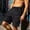 Black, variant on Mens Techwear Cargo Shorts Elastic Waist Webbing Belt Multi Pocket Loose Fit Outdoor Work Tactical Short Pants