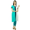 thumbnail image 5 of Bimba Straight Kurti With Contrast Pannel Pattern Rayon Casual Tunic With Pockets, 5 of 9