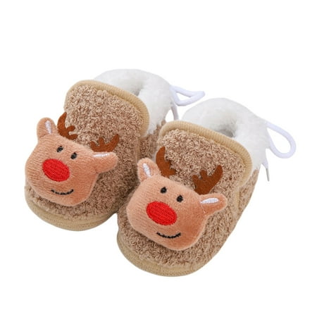 

Frobukio Baby Girls Boys Christmas Shoes Santa Claus Soft Sole Non-Slip Walking Shoes Flats Winter Warm Shoes