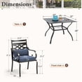 thumbnail image 4 of SUMMIT LIVING 5-Piece Outdoor Patio Dining Set with 4 Cushioned Chairs & Metal Steel Table with Umbrella Hole, Black & Blue, 4 of 12