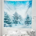 thumbnail image 1 of Winter Tapestry, Snow Covered Fir Trees on Mountainside Blizzard Arctic Woodland Tranquil Outdooors, Fabric Wall Hanging Decor for Bedroom Living Room Dorm, 5 Sizes, Blue White, by Ambesonne, 1 of 1
