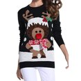 thumbnail image 3 of Gibobby Temperamento Suelto Top de Manga Larga de cuello Rojoondo de animados sueltos para mujer, suéter de Navidad, suéter de punto de invierno (Negro, S), 3 of 3