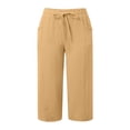 thumbnail image 6 of Capri Pants for Women Plus Size Casual Straight Leg High Waist Capris with Pockets Summer Lightweight Beach Cropped Pants,Sizes S-5XL, 6 of 7