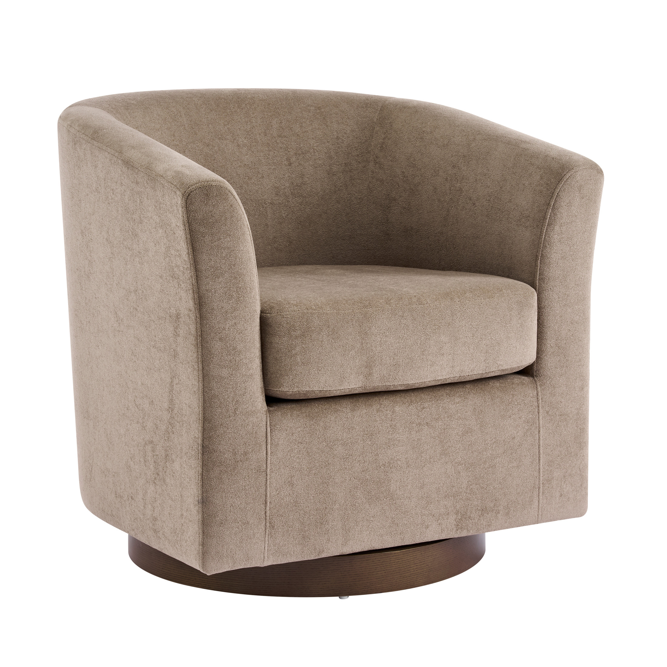 Christopher Knight Home 360° Swivel Barrel Chair with Velvet Upholstery and Wooden Base, Light Brown